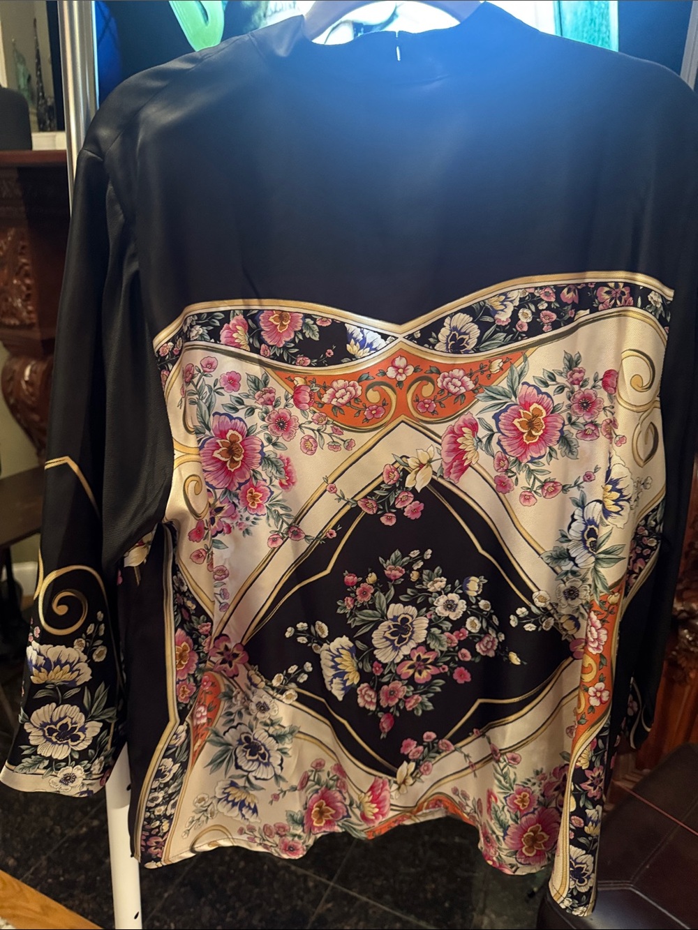 NWT $240 JOHNNY WAS FLORAL, BAROQUE KIMONO SLEEVE BLOUSE Sz XL - Picture 3 of 11